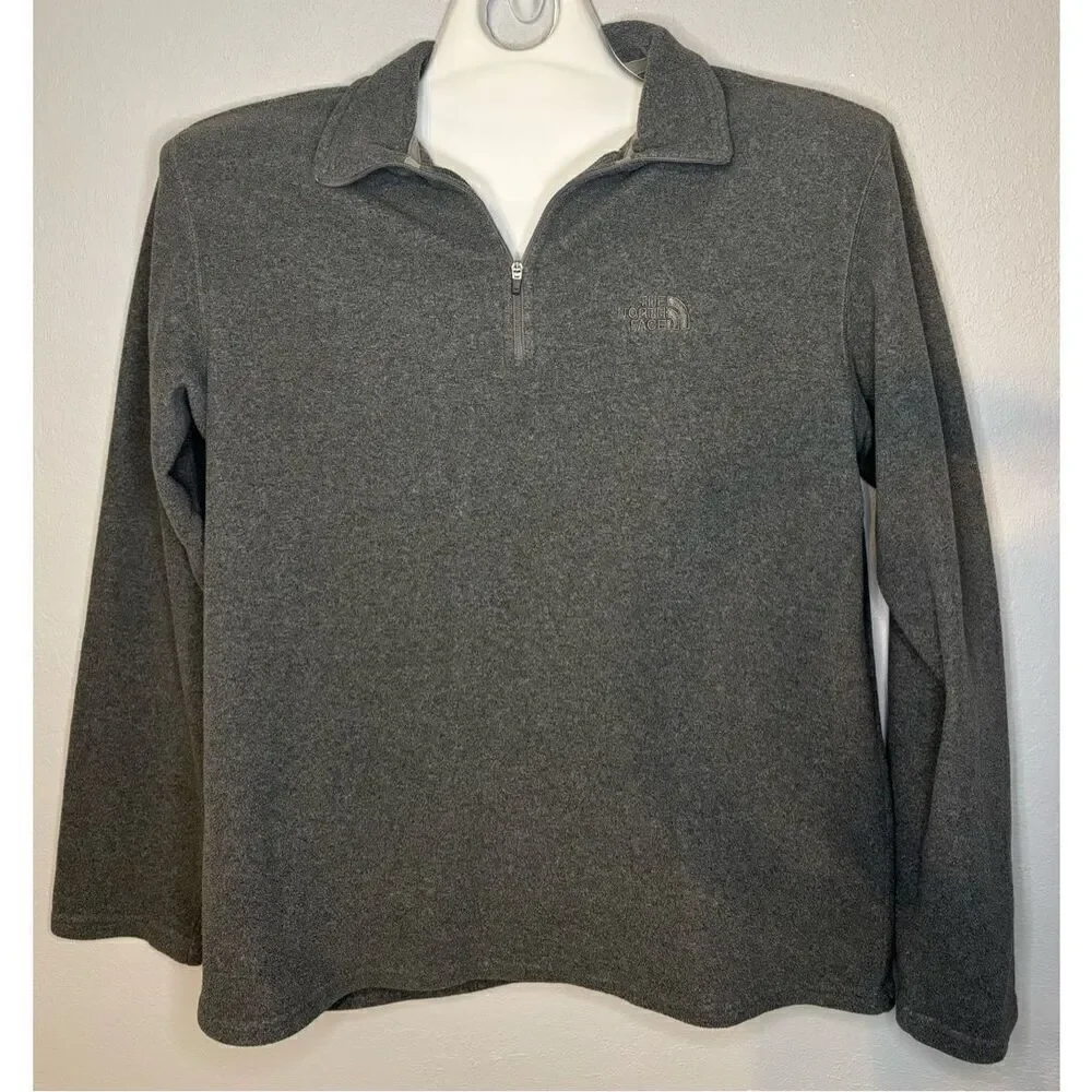The North Face Men's Size Medium ¼ Zip Fleece lined Pullover Shirt Gray